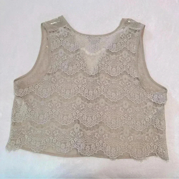 Chico’s Women Beaded Embroidery Lace Open Tan Beige Neutral Vest Plus Size XL 16 - Picture 3 of 11